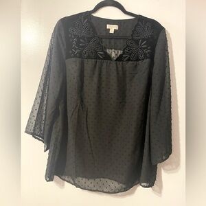 Style & Co shear top with Swiss dots with lining 3/$25